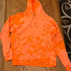 Fruit of the Loom orange tie dyed sweatshirt hoodies size L